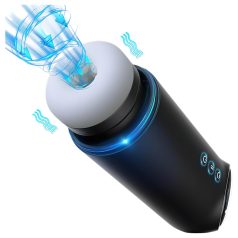   Leopard - вибриращ и всмукващ мастурбатор с подвижна глава (черен)