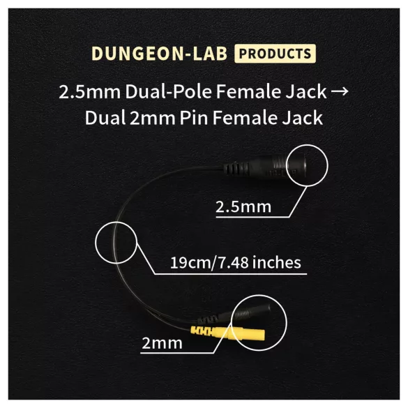 DG-LAB - електроден разклонител от гнездо 2,5 mm към 2 mm (черен)