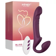   Honey Play Box Bliss - страп-он вибратор с въртящи се перли - лилав