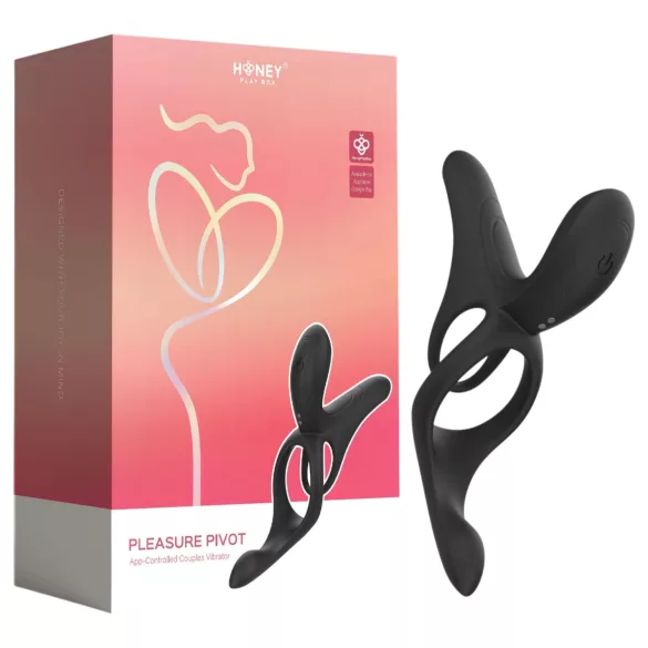Honey Play Box Pleasure Pivot - вибриращ пенис и пръстен за тестиси с управление чрез приложение за мъже (черен)