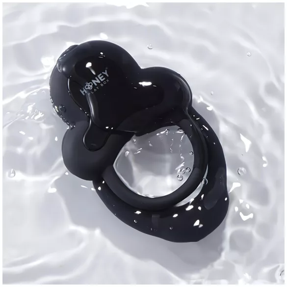 Honey Play Box Anello - вибриращ пръстен за пенис и тестиси с управление чрез приложение, за мъже (черен)