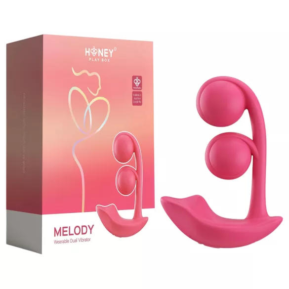 Honey Play Box Melody - управляван чрез приложение перлен 2-в-1 вибратор (червен)