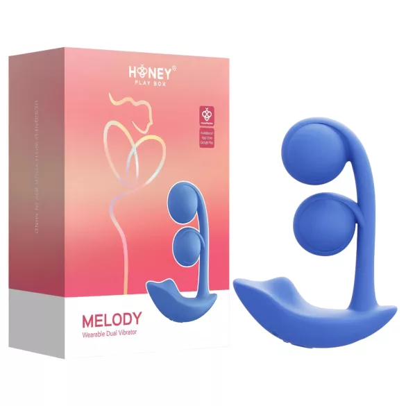 Honey Play Box Melody - вибратор 2 в 1 с мъниста, управляван чрез приложение (син)