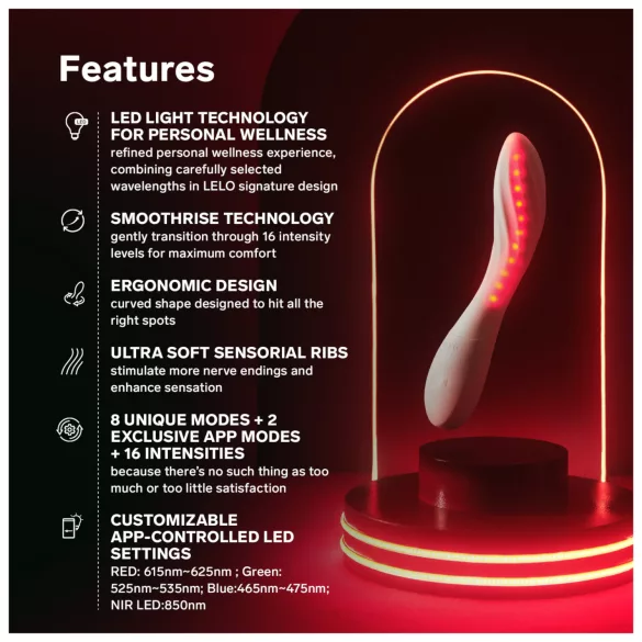 LELO Mona Spectra - умен G-точков вибратор с LED светлина (бял)