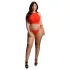 Le Désir - секси комплект plus size с камъни - червен (XL-3XL)