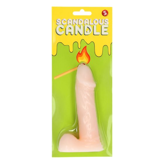 Scandalous - свещ - пенис с тестиси - натурална (133g)