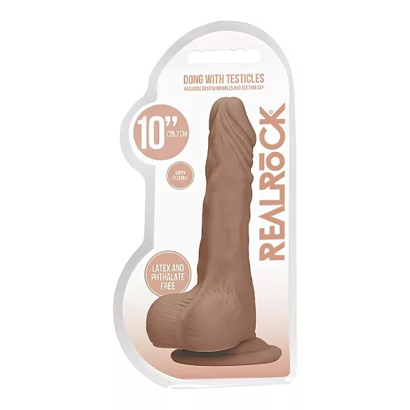 RealRock - реалистично дилдо с тестиси - 25см - тъмен натурален