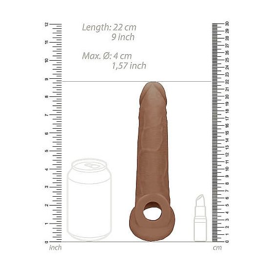 RealRock Penis Sleeve 9 - обвивка за пенис (21,5 см) - тъмно естествена
