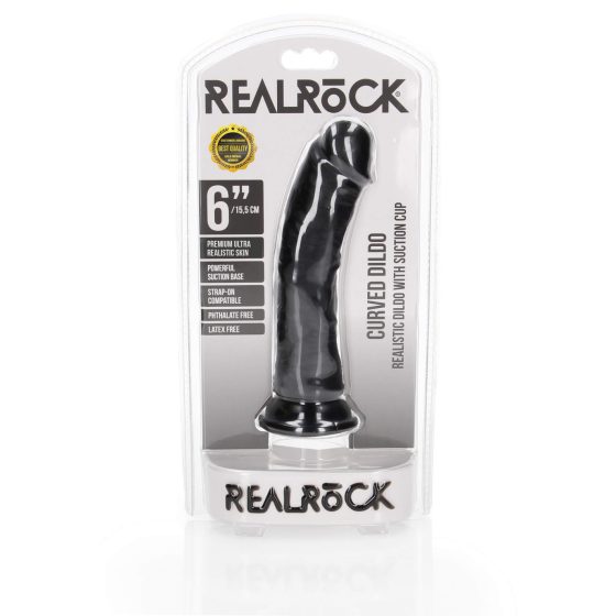 RealRock - реалистичен вибратор с щипка - 15,5 см (черен)