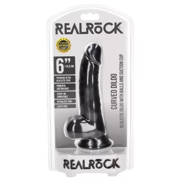 RealRock - реалистично дилдо с вакуумна основа - 15,5см - черен
