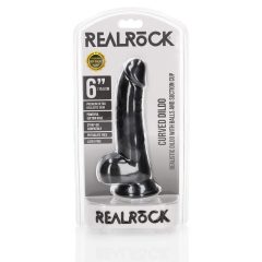   RealRock - реалистичен вибратор със скоби за тестиси - 15,5 см (черен)