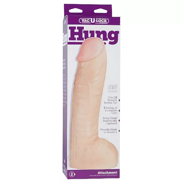 Doc Johnson Vac-U-Lock Hung 12 - реалистично дилдо с тестиси (телесен цвят)