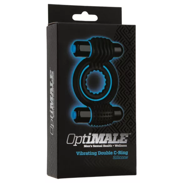 Doc Johnson Optimale - вибриращ двоен пенис ринг (черен)