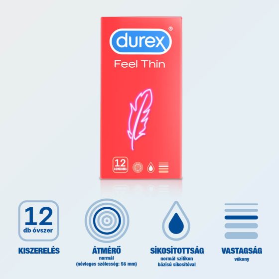 Durex Feel Thin - презерватив с реалистично усещане (12 бр.)