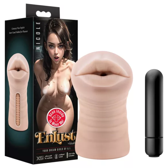 Enlust Nicole - вибрираща изкуствена уста - реалистична визия - натурален цвят