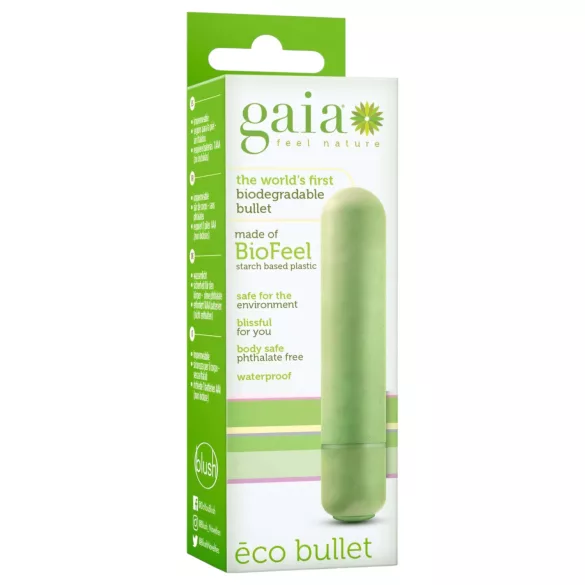 Gaia Eco M - вибратор с пръчковидна форма - екологичен, зелен, среден размер