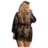 Subblime Queen Plus - дамски сатенен халат с дантела - черен (XL-2XL)