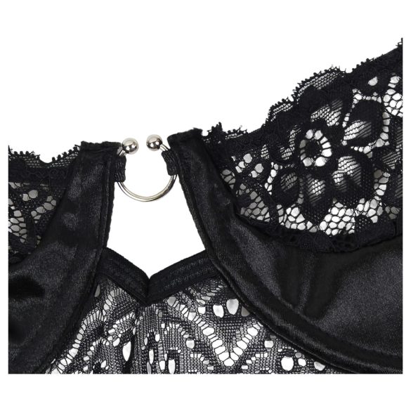 Subblime - боди с десен и сатенен колан (черно)