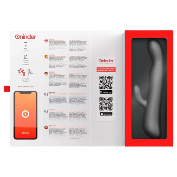 Oninder Oslo - заек вибратор с въртящ се клиторен стимулатор (черен)