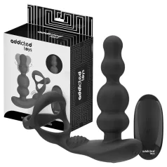   Addicted Toys - анален вибратор с въртяща се глава и пенис пръстен - черен