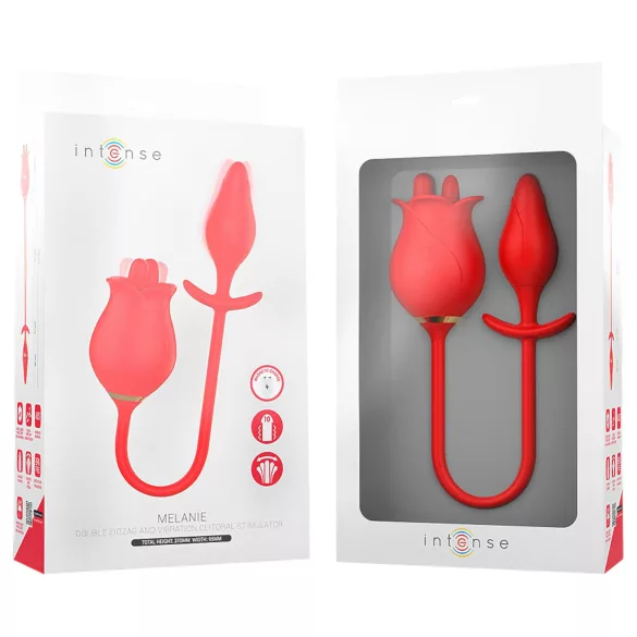 Intense Melanie - вибратор за клитор с движещ се език 2в1 - червен