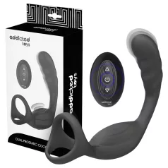   Addicted Toys - анален вибратор с пенис и тестикуларен пръстен - черен