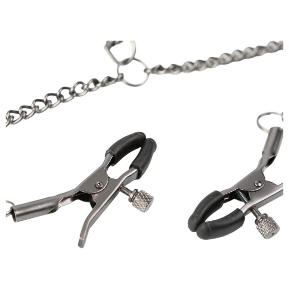 Sei Mio - кожена яка с щипки за зърна - черна