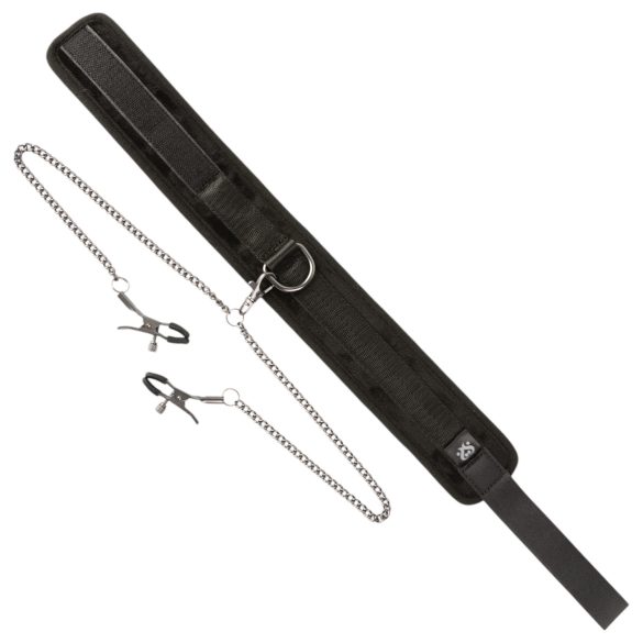 Sei Mio - кожена яка с щипки за зърна - черна