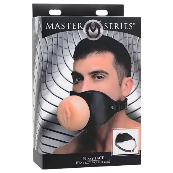 Master Series - BDSM халка за уста - вагинална форма - натурален цвят