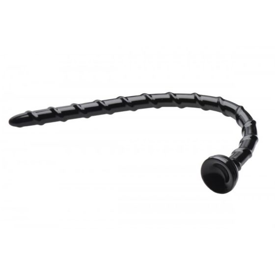 Hosed Swirl Thin Anal Snake 18 - Анален вибратор със скоби (черен)