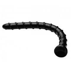   Hosed Swirl Anal Snake 18 - усукан анален дилдо със скоба (черен)