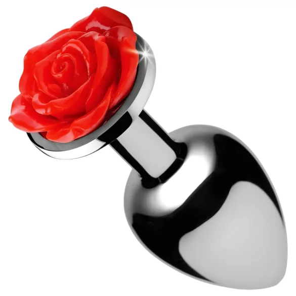 Booty Sparks - анален плъг с роза (сребрист)