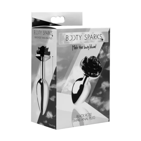 Booty Sparks Black Rose - алуминиев анален плъг - сребристо-черен