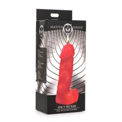   Spicy Pecker - свещ с пенис тестиси - голяма (червена)