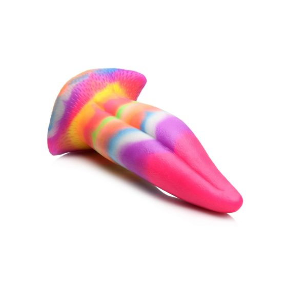 Creature Cocks Tongue - светещ силиконов дилдо - 21cm (дъга)