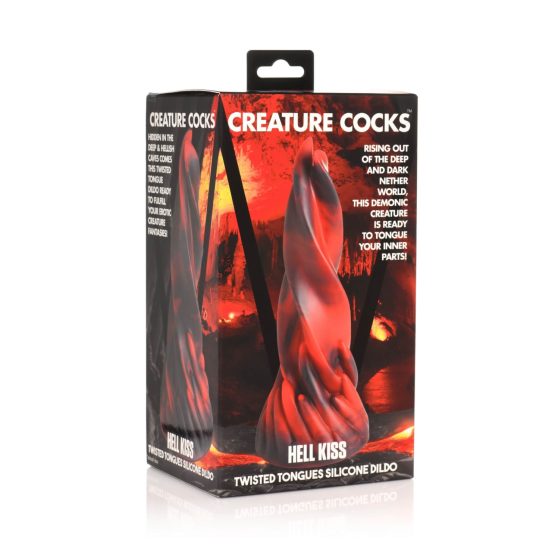 Creature Cocks Hell Kiss - усукан силиконов дилдо - 19 см (червен)