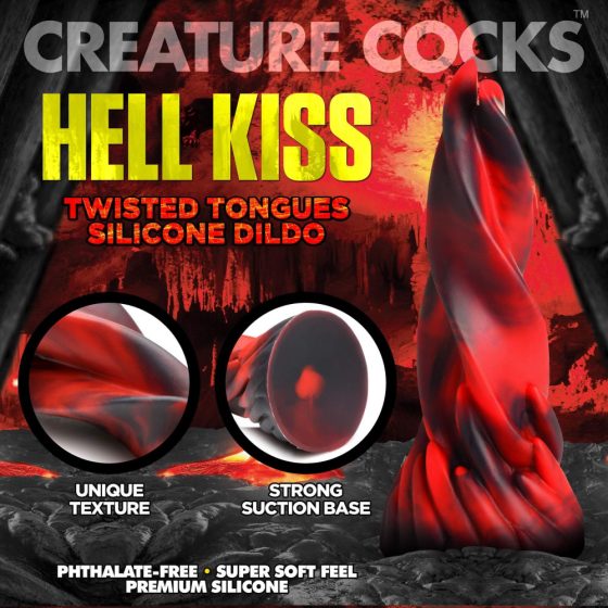 Creature Cocks Hell Kiss - усукан силиконов дилдо - 19 см (червен)