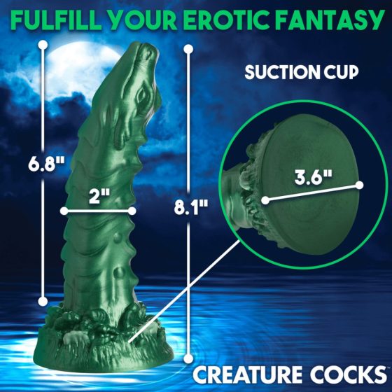 Creature Cocks Cockness Monster - силиконов дилдо с крачета със скоби (зелен)