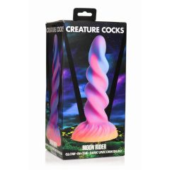   Creature Cocks Moon Rider - светещ вибратор с еднорог (лилаво-розов)