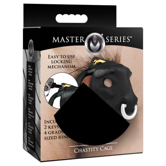 Master Series Bull - пенис клетка с бикова глава (черна)