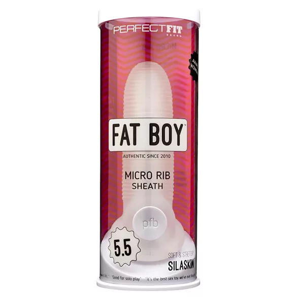 Perfect Fit - Fat Boy Micro Ribbed - пенис ръкав (15 см, бял)