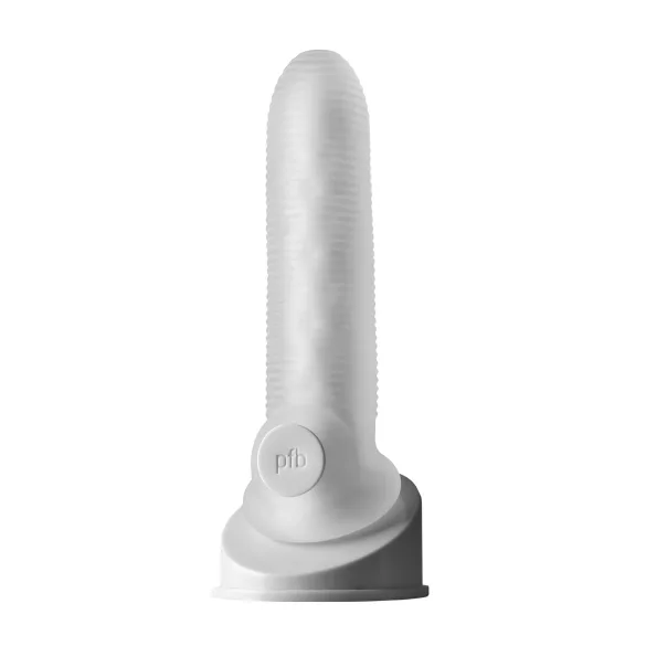 Perfect Fit - Fat Boy Micro Ribbed - пенис удължител (17 см, бял)