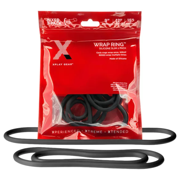 Perfect Fit Slim Wrap - тънък пенис пръстен комплект - черен (3 броя)