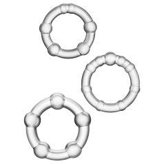   Stay Hard - разнообразен комплект пръстени за пенис - 3 бр (прозрачни)