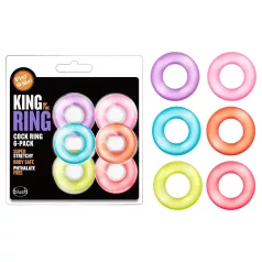  King of the Ring - комплект пенис пръстени - цветни - 6 броя