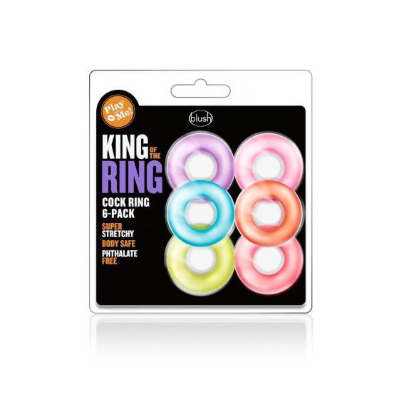 Кралят на пръстена - комплект пенис пръстени - цвят (6бр.)