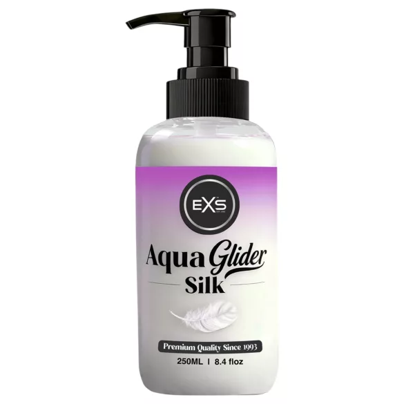 EXS AquaGlider Silk - копринен воднобазиран лубрикант в шише с помпа (250 мл)