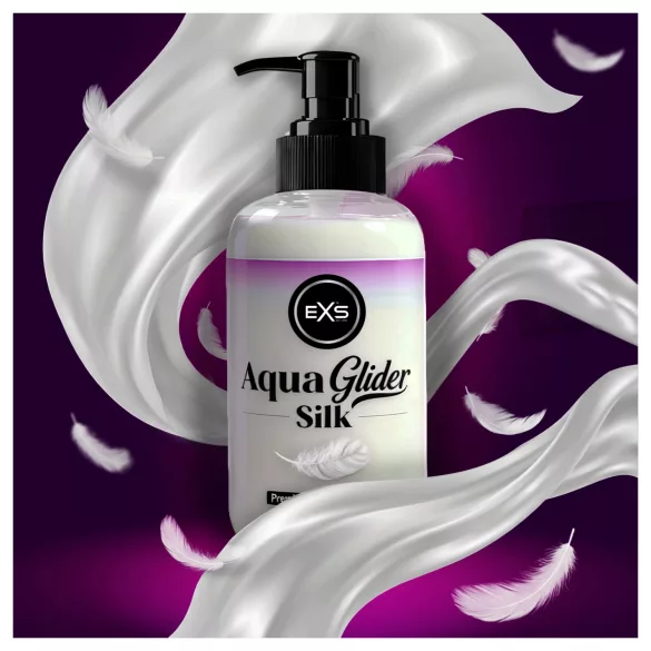 EXS AquaGlider Silk - копринен воднобазиран лубрикант в шише с помпа (250 мл)