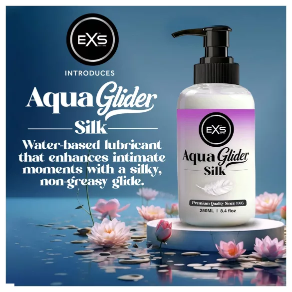 EXS AquaGlider Silk - копринен воднобазиран лубрикант в шише с помпа (250 мл)