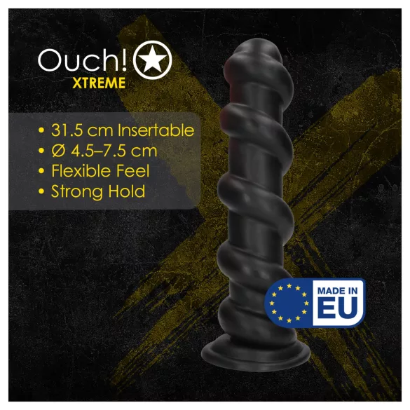 Ouch! Hole Driller - гигантски анален плъг (черен) - 31,5 см
